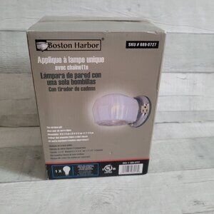 Boston Harbor Wall Lamp With Pull Chain & White Glass Shade Polished Chrome Fini